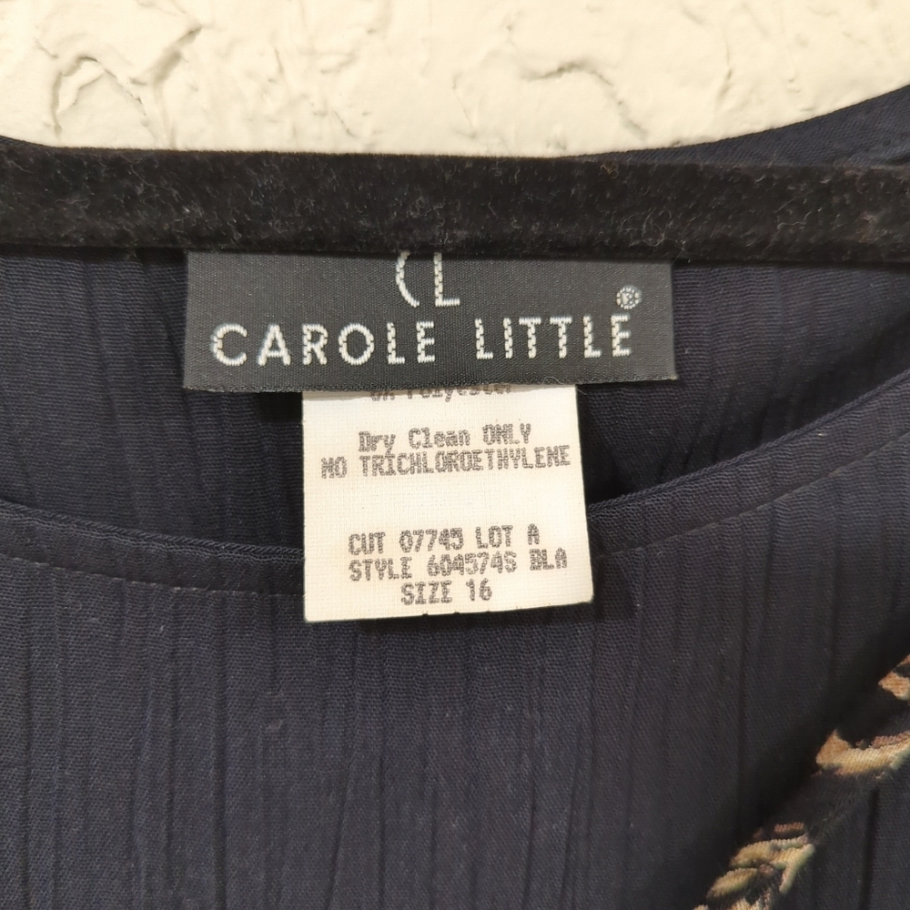 Vintage Carole Little Black and Tan Patterned Blouse - Women's 16 Tribal Animal - Picture 2 of 14